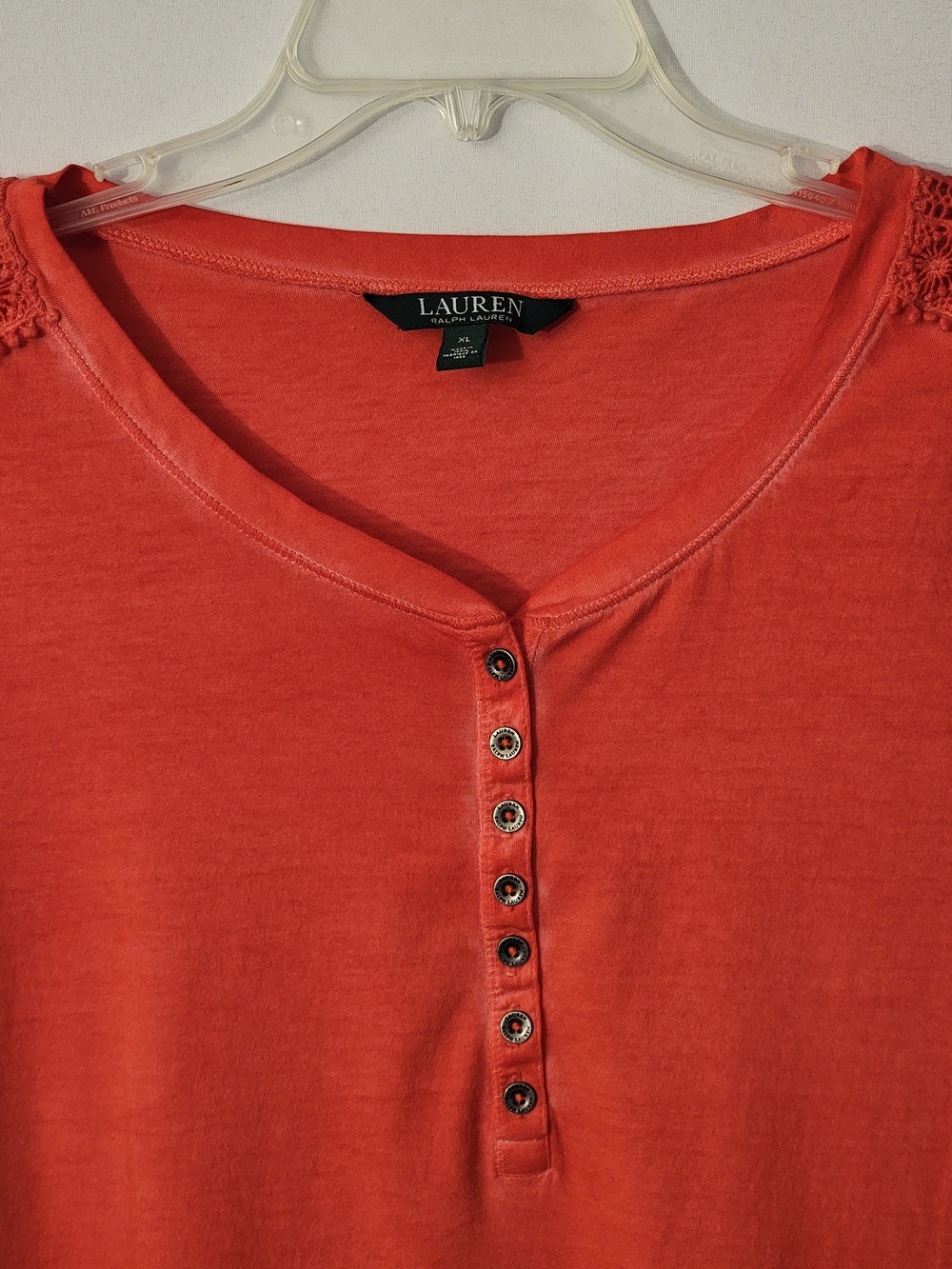 Ralph Lauren Lace-Shoulder Henley Long Sleeve Size XL - Picture 3 of 8